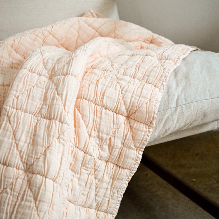 Bobbie Cream Pink Blanket